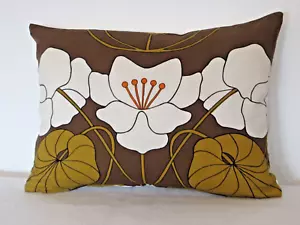 Vintage Rene Cuzzolin Delaunay fabric Brown and White Cushion Cover 16"x 12" - Picture 1 of 5