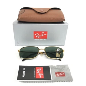 Ray-Ban Sunglasses RB3717 9196/31 Gold Rectangle Frames w Green Lenses 60-18-145 - Picture 1 of 15