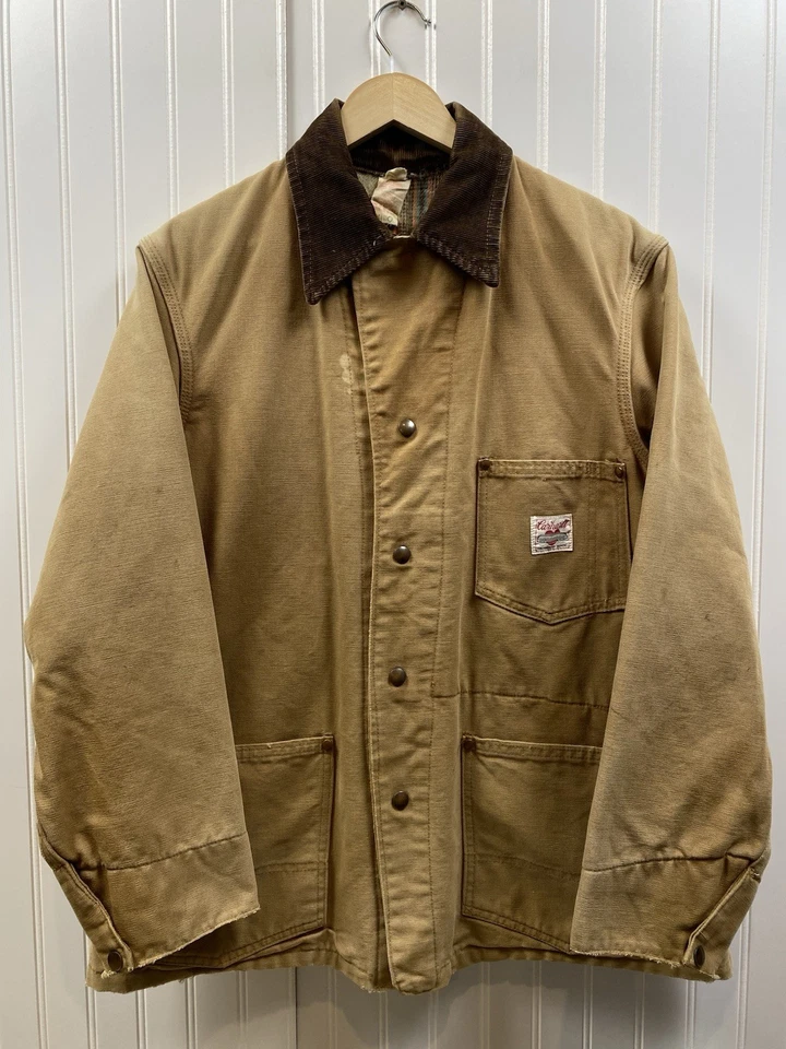 Chaqueta Carhartt True Vintage Años 60 3 Bolsillos Tareas Talla Grande Beige Franela Forrada Foto 1 de 4