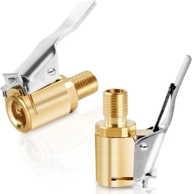 2-Pack Brass Tire Air Chuck, Locking Quick Connect Inflator Hose Adapter, No Lea - Image 1 of 4