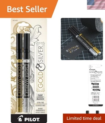 Juego de 2 Rotuladores Metálicos - Dorado y Plata, Impermeable con Punta Extra Fina Foto 1 de 4