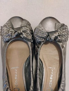 Jeffrey Campbell HALEY STUD Ballet Flats Bow Round Toe Gray Metalic Leather 8.5 - Picture 1 of 11
