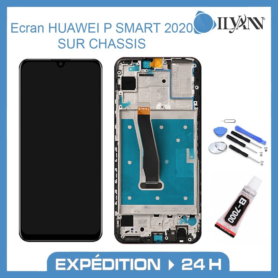 Ecran vitre tactile Huawei P SMART 2020 sur châssis + colle et outils - Photo 1/1