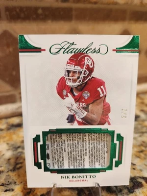 2022 Panini Flawless Rookie Nik Bonitto 3/5 Emerald Laundry Tag - Image 1 of 3