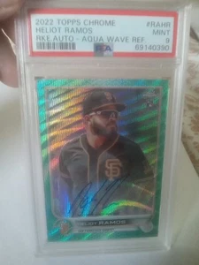 2022 Topps Chrome Heliot Ramos Rookie Auto /199 Aqua Wave RKE RAHR PSA MINT 9 - Picture 1 of 4