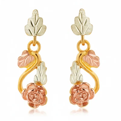 Landstrom's Black Hills Gold 10k女式吊坠耳环弧形玫瑰干 — 第 1/4 张图片