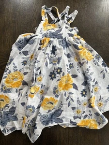 Joie Little Girl Blue Yellow And White Floral Assymetrical Dress Sundress 2T A30 - Picture 1 of 5
