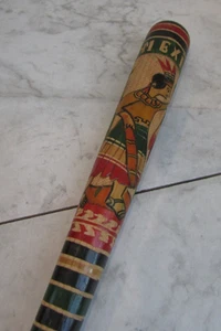 Cozumel Mexico Hand Carved Hand Painted 15.5” Wooden Piñata Bat Club Folk Art - Picture 1 of 5