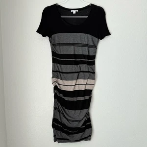 James Perse Multi Layer Striped Dress Charcoal and Black Size 2 trendy - Picture 1 of 12