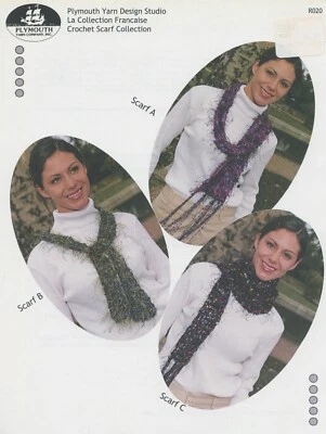 Plymouth Crochet Pattern R020 - 3 Scarves So Easy Eyelash, Ribbon + Scarf - Image 1 of 2