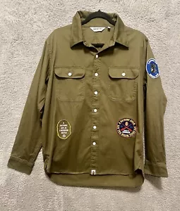Camisa de trabajo con parche de mono de baño verde oliva talla XL USADA EN EXCELENTE ESTADO - Imagen 1 de 12