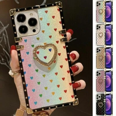 Funda de teléfono de lujo con anillo de amor brillante para iPhone 11 12 13 14 15 Pro Max XR 7 8 SE Foto 1 de 4
