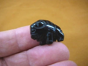 (Y-BUF-505) little 1" black BUFFALO BISON gemstone carving FIGURINE buffaloes - Picture 1 of 1