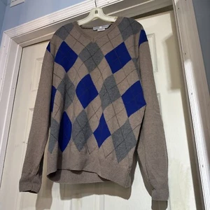 Luigi Baldo Pullover Herren XL braun V-Ausschnitt Argyle Kaschmir Seidenmischung Freizeit Golf - Bild 1 von 6