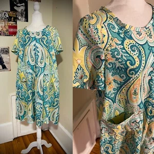 women's vintage Paisley tent style handmade dress pockets large - Picture 1 of 11