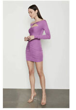 NWT Bailey 44 Women's Cut Out Long Sleeve Ayra Ruched Mini Dress Purple-S