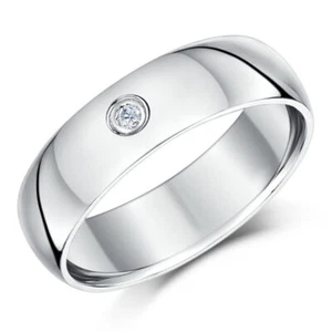 Palladium Diamond Wedding Ring 6mm Heavy Weight Court Shaped Band UK Hallmarked - Picture 1 of 4