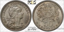 Portugal 50 Centavos 1927 MS65 PCGS copper-nickel KM#577 Finest Pop 2/0