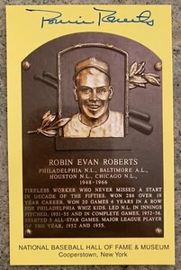 ROBIN ROBERTS PHILADELPHIA PHILLIES AUTOGRAPHED HALL OF FAME PLAQUE CARD 1976 - Picture 1 of 1