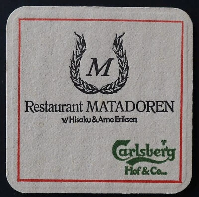 Sous-bock bière CARLSBERG Hof Restaurant Matadoren beermat coaster 1 - Photo 1/2