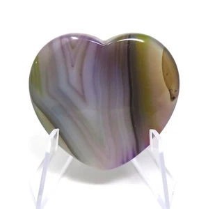 Purple Banded Agate Stone Heart #764-40mm or 1.5in Valentines Day  Love Pocket - Picture 1 of 6
