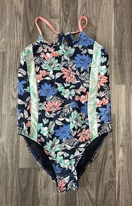 Girls Swimsuit One-piece Swim Sport Wonder Nation Blue Peach Green XLarge 14/16 - Picture 1 of 6