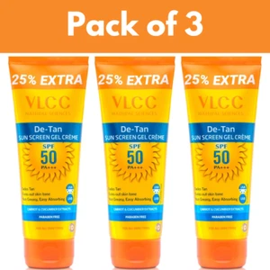 VLCC De Tan Sunscreen Gel Crème SPF 50 PA+++ Enhances Glow, 125 gm - Picture 1 of 8