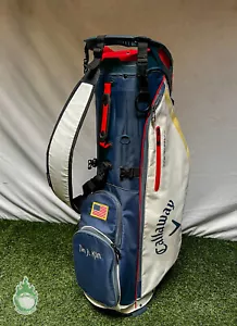 Carro de golf Callaway Fairway + bolsa de transporte de pie usado 4 vías bolsa roja/blanca/azul EE. UU. - Imagen 1 de 8