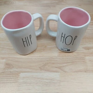 Rae Dunn Magenta Set Of 2 16 Oz Mugs "Hip Hop" Easter Themed New - Picture 1 of 5