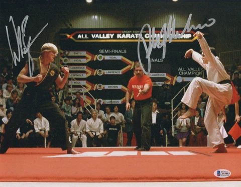 WILLIAM ZABKA RALPH MACCHIO SIGNED AUTO THE KARATE KID 11X14 METALLIC BECKETT 5 Cover