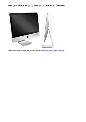 Apple iMac 21-inch Late 2012 Early 2013 Late 2013 Guide Service Manual - Image 1 of 4