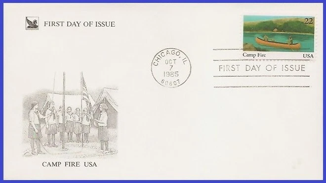 USA4 #2163 U/A READERS DIGEST FDC   Camp Fire Inc. 75th Anniversary Boy Scouts - Image 1 of 1