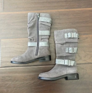 NWOT Stride Rite Ramona Gray Side Zip Suede Mid-calf Boots Girl's 12.5M - Picture 1 of 7