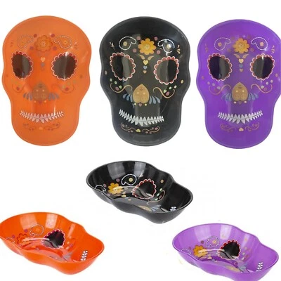 Halloween Plastic Trick Treat Skull Bowls Candy Snacks Holder Party Decor Gift - Image 1 of 4