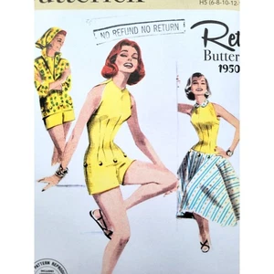 Butterick B6989 50s Pinup Short Jumpsuit, Blouse & Skirt Sewing Pattern, Sz 6-14 - Picture 1 of 8