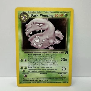 Dark Weezing 14/82 Team Rocket Unlimited Holo Rare Pokemon LP - Picture 1 of 3