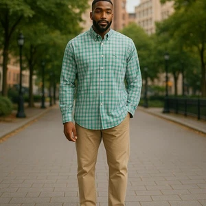 Camicia uomo Vineyard Vines taglia XL verde a quadri manica lunga con bottoni balena - Foto 1 di 11