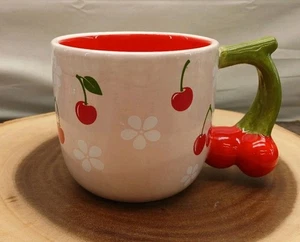 Adorable Red Cherry Coffee/Tea Mug 12 Oz Ceramic - Picture 1 of 12