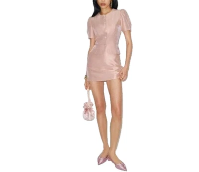 NUEVO Conjunto de falda de dos piezas Reformation Mika rosa chicle brillo | EE. UU. 4 UK 8 - Imagen 1 de 4