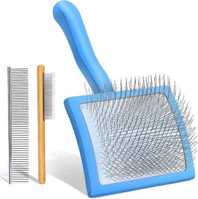 Blue Slicker Brush for Medium to Large Pets - Long Pin Grooming Tool Removes ... - Image 1 of 4