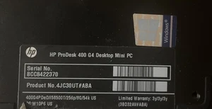 HP PRODESK 400 G4 DM (TAA) | I3 8TH GEN. | 8 GB RAM | 4BC38UT#ABA | C | NO AC - Picture 1 of 2