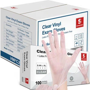 Clear Vinyl Exam Gloves, Latex-Free, Disposable Medical Gloves, Cleaning Gloves, - Picture 1 of 12