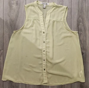 FOREVER 21 LIGHT GREEN WOMEN'S  SLEEVELESS BUTTON DOWN BLOUSE TOP SHIRT - Picture 1 of 10