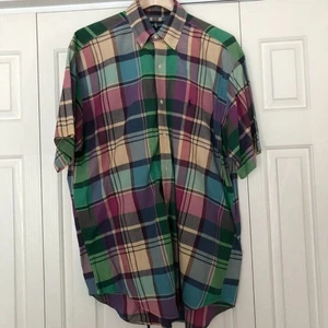 Ralph Lauren polo multicolor plaid madras shirt short sleeve cotton L - Picture 1 of 4
