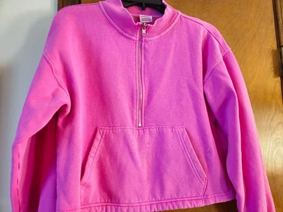 Top Rosa Victoria Secret Mujer Recortado Manga Larga 1/2 Cremallera Talla XS Foto 1 de 4