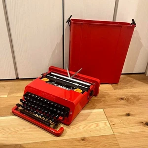 Olivetti Valentine Typewriter Red Spain Vintage Tested Case Rubber Parts#707EK37 - Picture 1 of 18