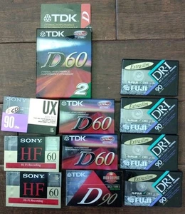 Sealed Blank 12 Cassette Lot Rare Tdk Sony Fuji D90 Ux Dr-i - Picture 1 of 1