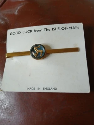 Good Luck From The Isle Of Man IOM I.O.M. Tie Pin/Clip NOS 2 3/4" Carded - Image 1 of 4