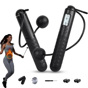 Skipping Rope with Counter, Cordless Jump Rope, Adjustable Digital Counting J... - Foto 1 di 7
