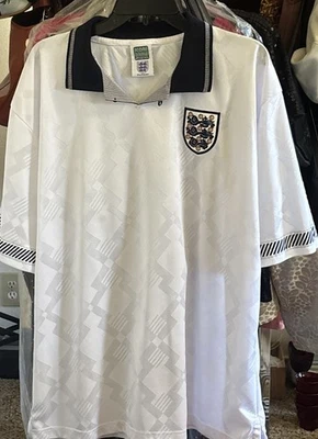 TALLA XL INGLATERRA RETRO RÉPLICA 1990-1992 CAMISETA DE FUTBOL LOCAL SORTEO MARCADOR Foto 1 de 4